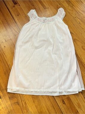 Vintage Pink Sheer Chemise with Embroidered Yoke